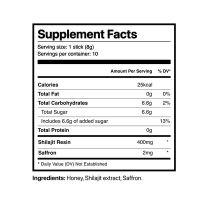 True Nutra Pure Himalayan Shilajit Honey Sticks with Raw Organic Honey Fulvic Acid 85+ Essential Minerals Fast Absorbing Long Lasting 10 Sticks